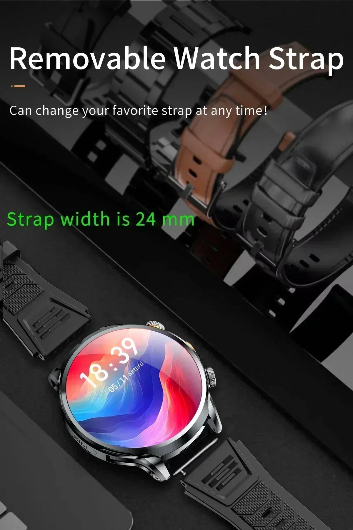 Neue H18 Android Smartwatch 1,95 Zoll AMOLED Blaulichtfilter Bluetooth Anruf GPS+GLONASS Dual Navigation Wasserdicht