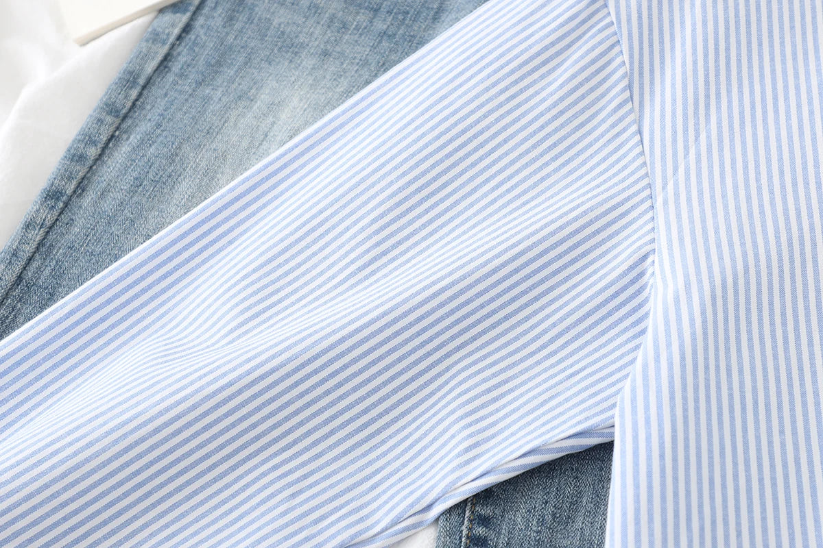 Einfache weiß blau rot gestreifte Hemd Frauen Frühling neue weibliche lässige Langarm Blusen und Tops Mode Damen Kleidung