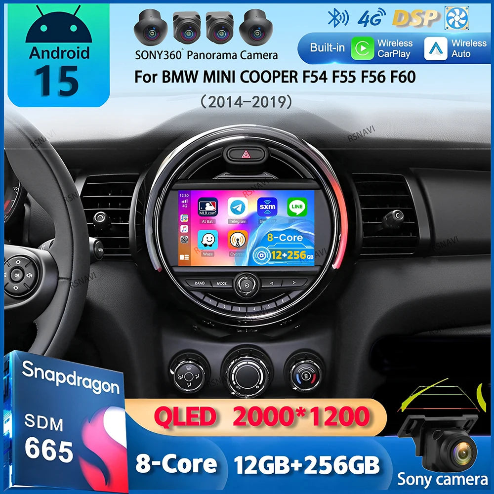 Android 15 Carplay Auto Auto Radio Für BMW MINI COOPER F54 F55 F56 F60 2014-2019 Navigation GPS multimedia-Player 2DIN DVD Stereo