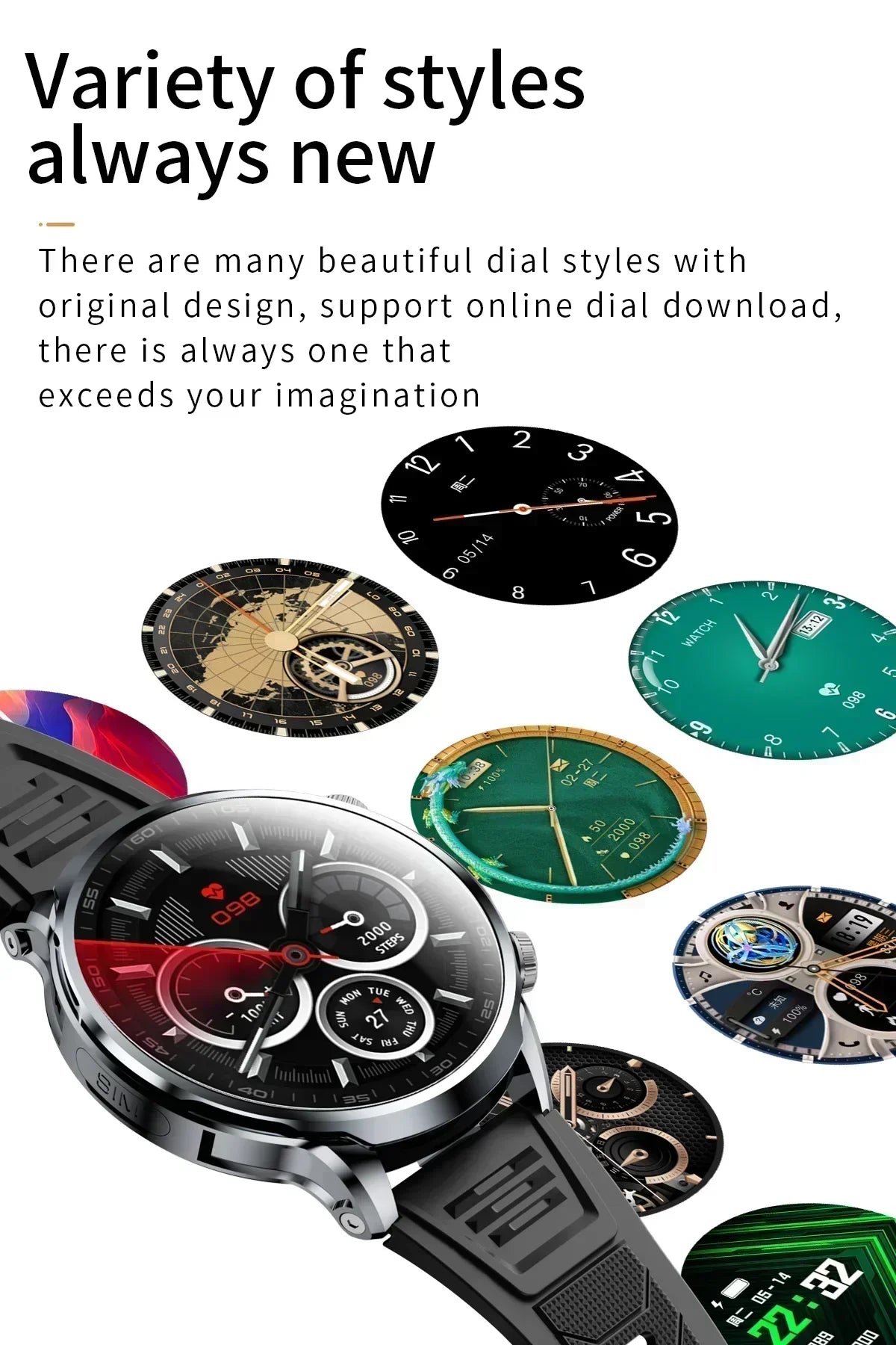 Neue H18 Android Smartwatch 1,95 Zoll AMOLED Blaulichtfilter Bluetooth Anruf GPS+GLONASS Dual Navigation Wasserdicht