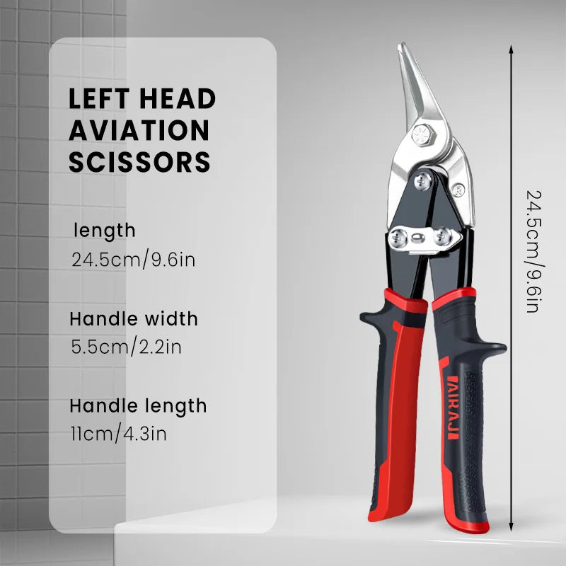 AIRAJ 10/12 Zoll Luftfahrtschere Toughbuilt Metallblechschneiden Multifunktionsschere mit abgestuftem Lineal EDC-Handwerkzeuge