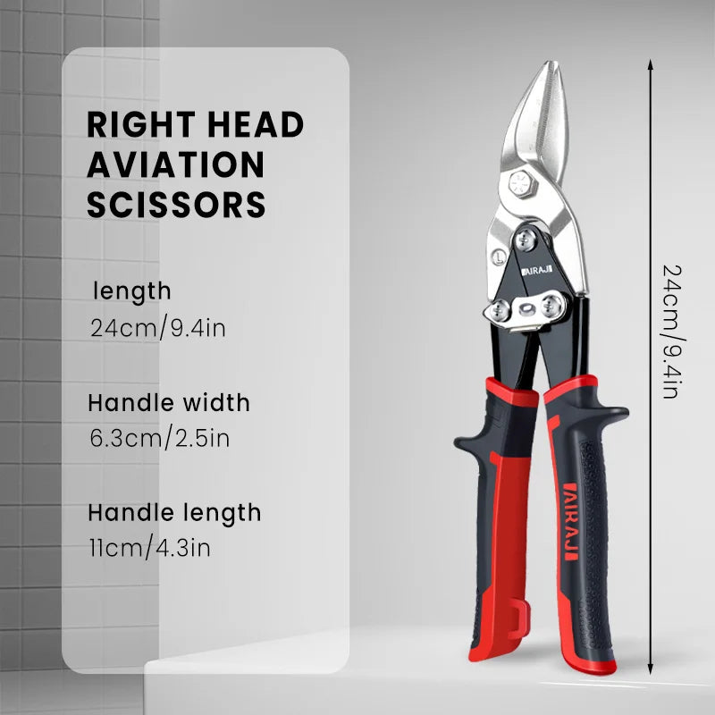 AIRAJ 10/12 Zoll Luftfahrtschere Toughbuilt Metallblechschneiden Multifunktionsschere mit abgestuftem Lineal EDC-Handwerkzeuge