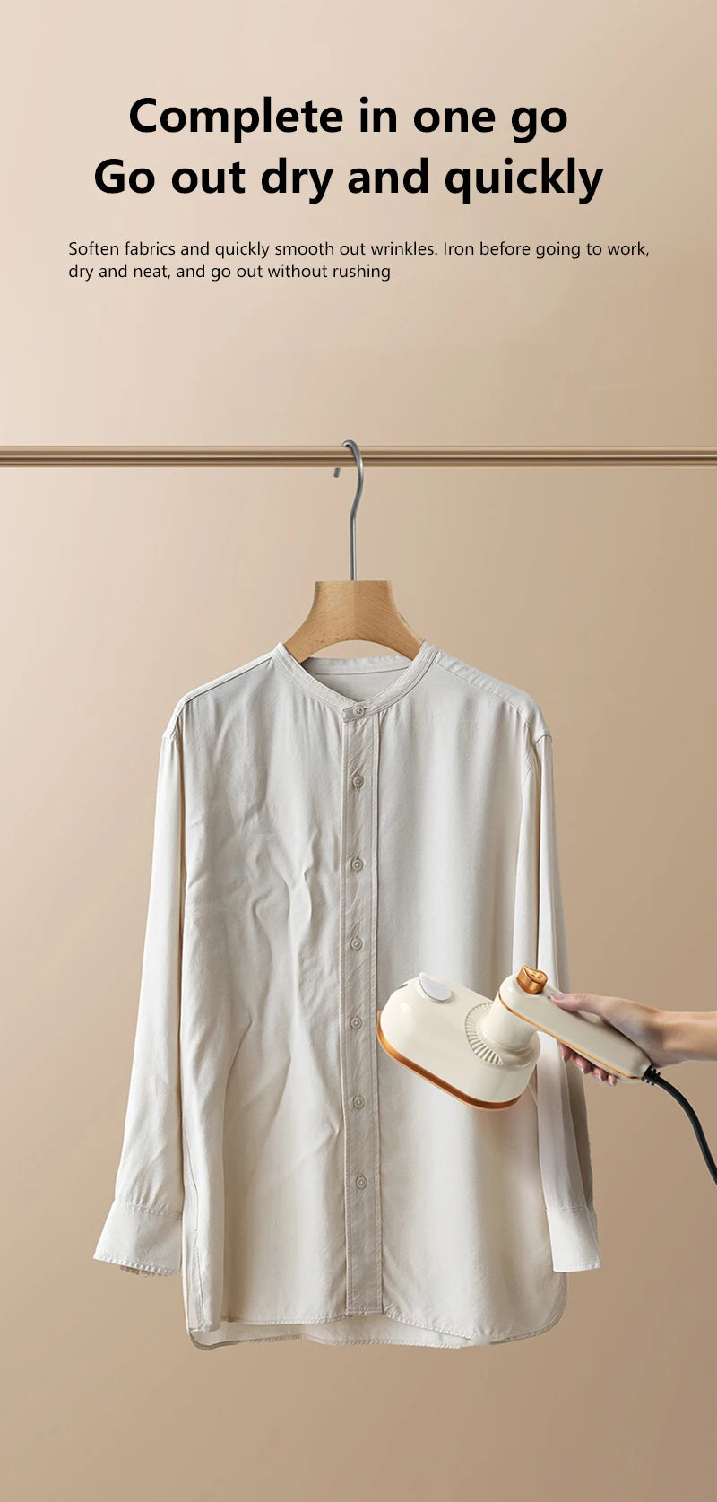 Xiaomi faltbarer Hand-Kleidungsdampfer, auslaufsicher, Dual-Trocken-/Nassdampf, 10 Sekunden, schneller Faltenentferner, Mini-Bügeleisen für Reisen und Zuhause