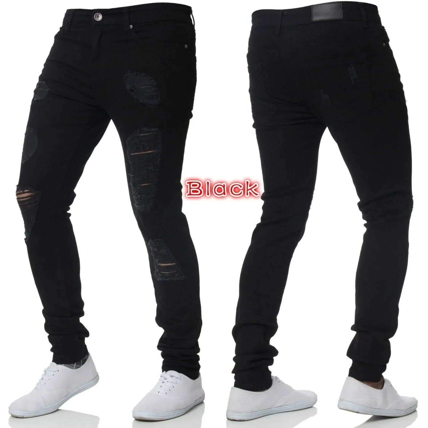 Zerrissene Jeans Männer Stretch Skinny Grey Blue schwarz Hip Hop Jeans hose Streetwear Casual Slim Fit Jeans für Männer Jogging Jeans