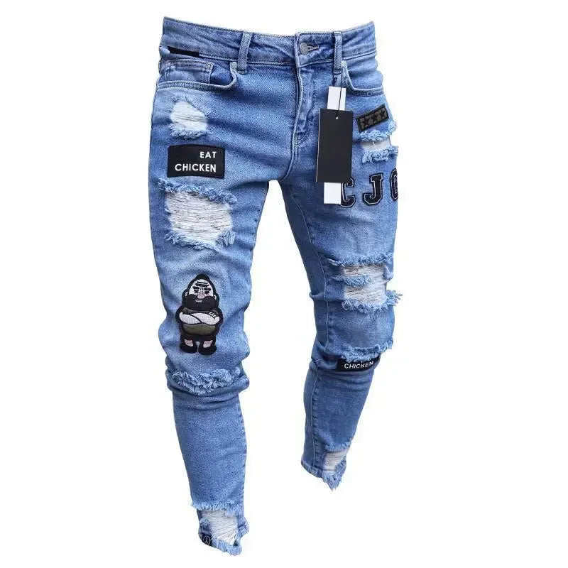 Zerrissene Jeans Männer Stretch Skinny Grey Blue schwarz Hip Hop Jeans hose Streetwear Casual Slim Fit Jeans für Männer Jogging Jeans