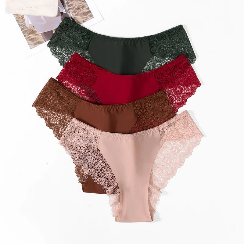 TrowBridge 3 Teile/satz Süße Damen Höschen Seide Satin Unterwäsche Spitze Sexy Dessous Mädchen Atmungsaktive Slips Weiche Bequeme Höschen