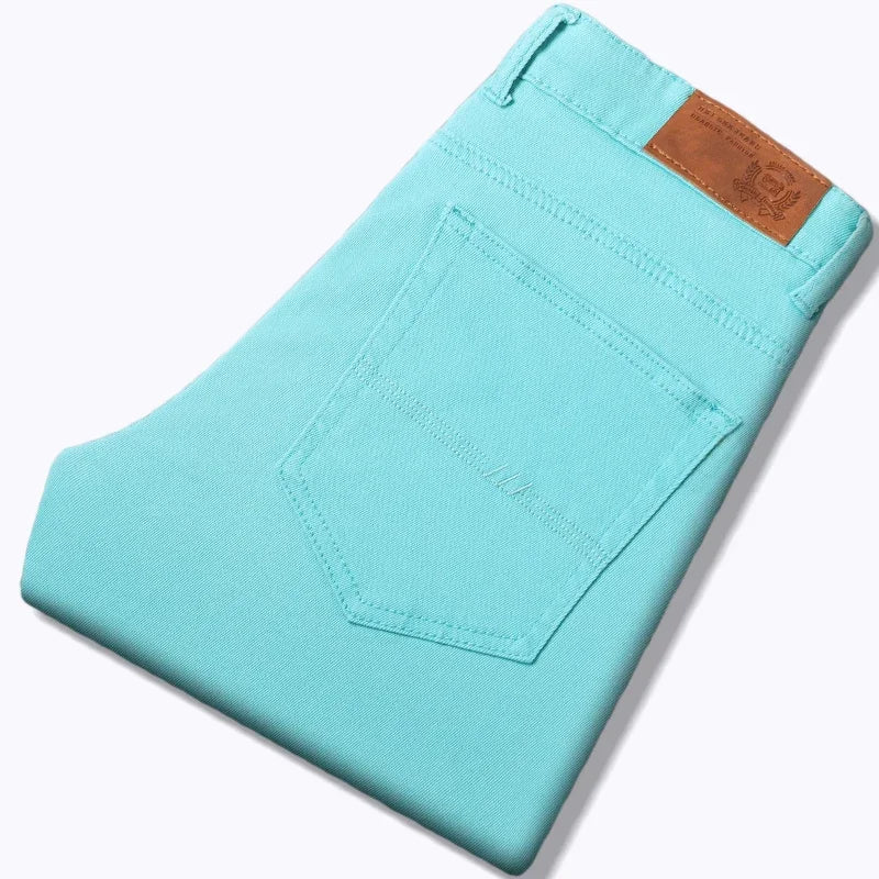 Weiße Jeans Herrenmode Gerade Elastische Baumwolle Denim Hosen Frühling Herbst Allgleiches Business Casual Hosen Männliche Kleidung