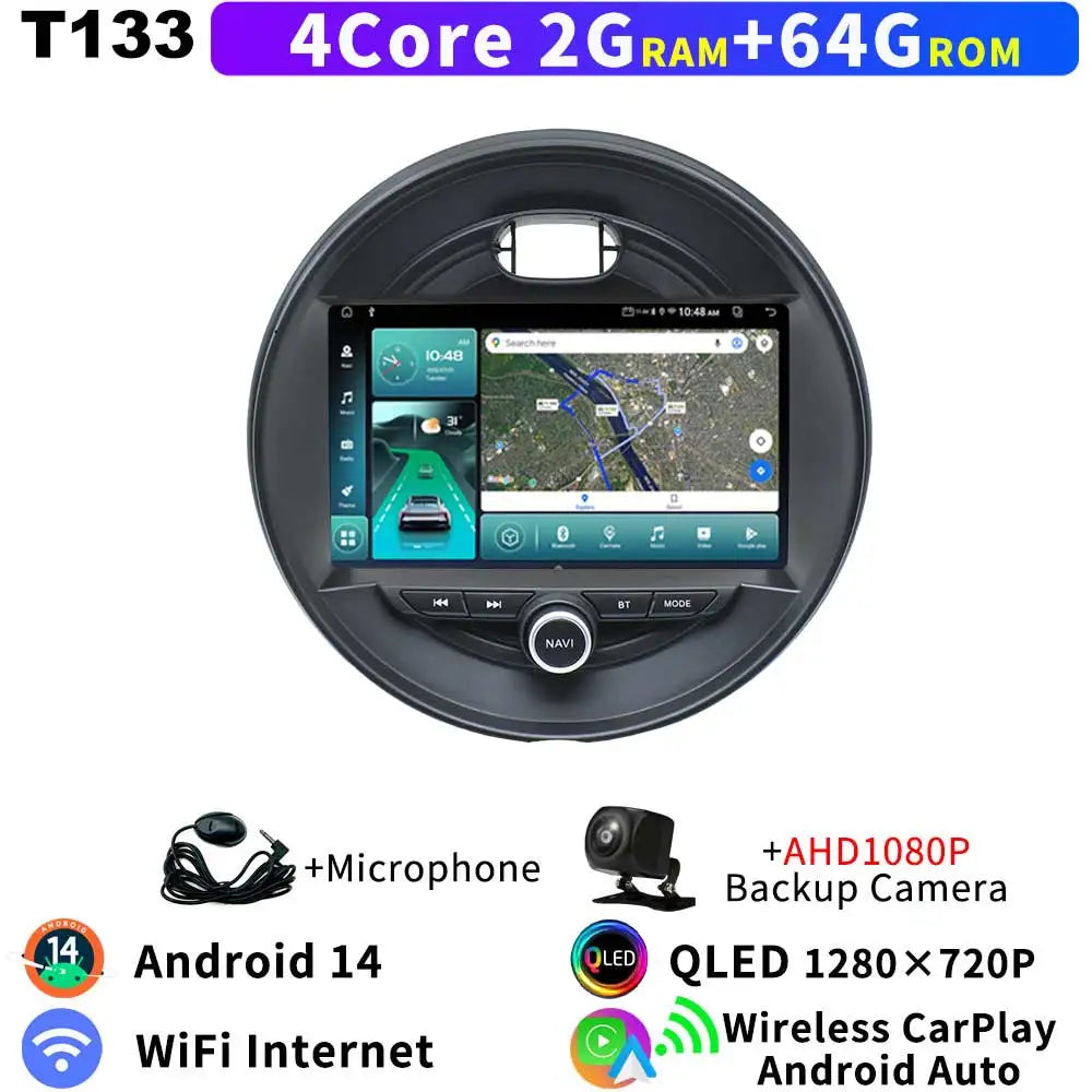 Für Mini Cooper F54 F55 F56 F57 F60 2014-2019 Head Unit Android 14 8Core QLED GPS Navigation CarPlay auto Radio Multimedia Player