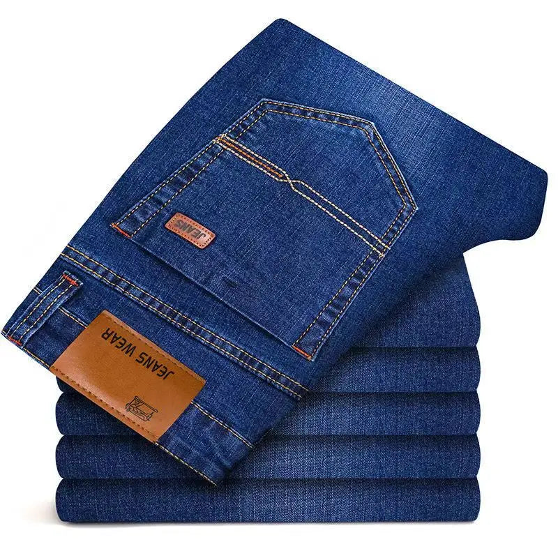 JEAN Neue Business männer Jeans Casual Gerade Stretch Mode Klassische Blau Schwarz Arbeit Denim Hosen Männliche Marke Kleidung