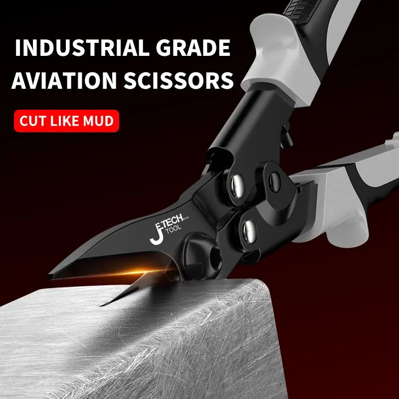 Professionelle Industrieschere: Edelstahlschere, Blechschere zum Schneiden von Blechen und PVC-Rohren