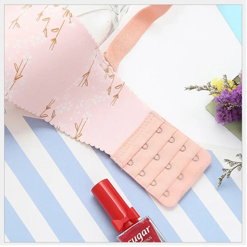 Frauen Blumendruck Nahtloser BH Sexy Dessous Floral Push Up BHs Einteilige Unterwäsche