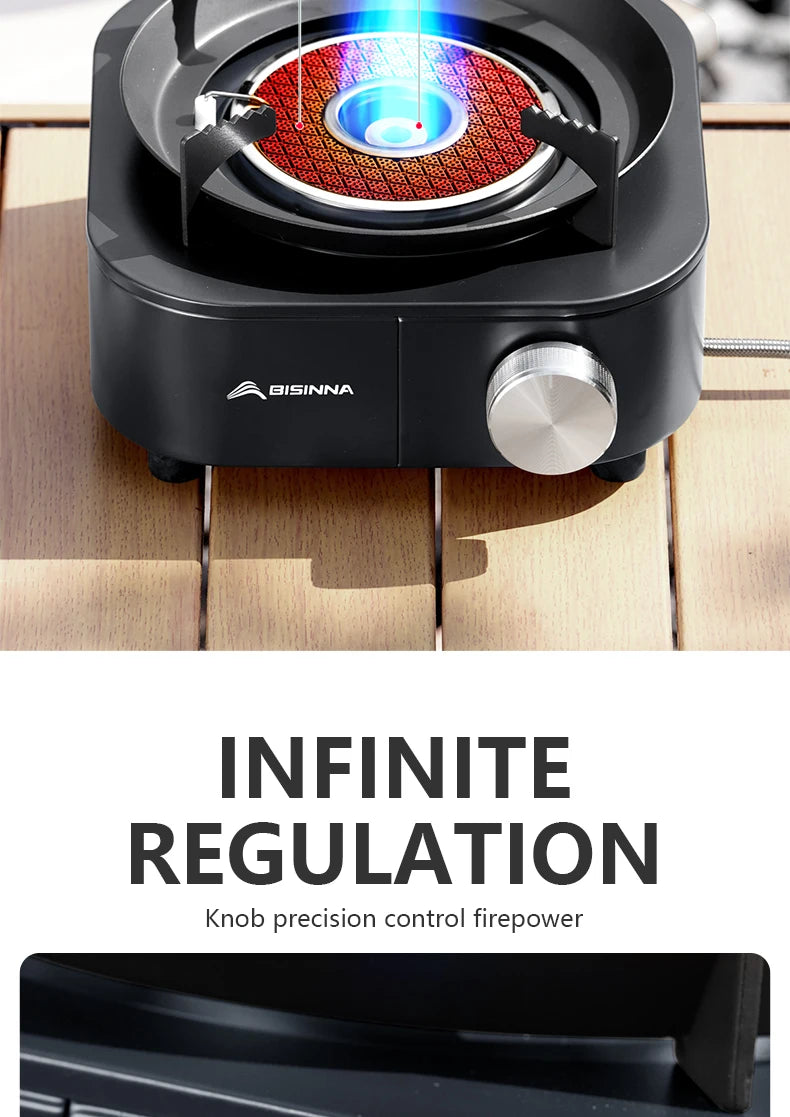 BISINNA 4000 W Hochleistungs-Infrarotkocher, tragbar, leicht, Gasbrenner, geteilter Herd, Outdoor, Camping, Zubehör, Picknick, Wandern