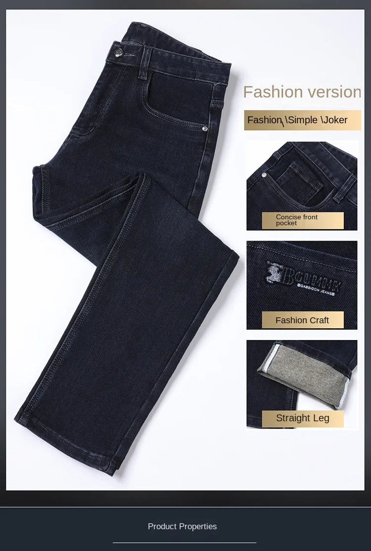 Herren-Jeans mit geradem Bein, hochwertig, leicht, luxuriös, bestickt, lässig, vielseitig, modisch, schlankmachend, glatter Silhouetten-Stil