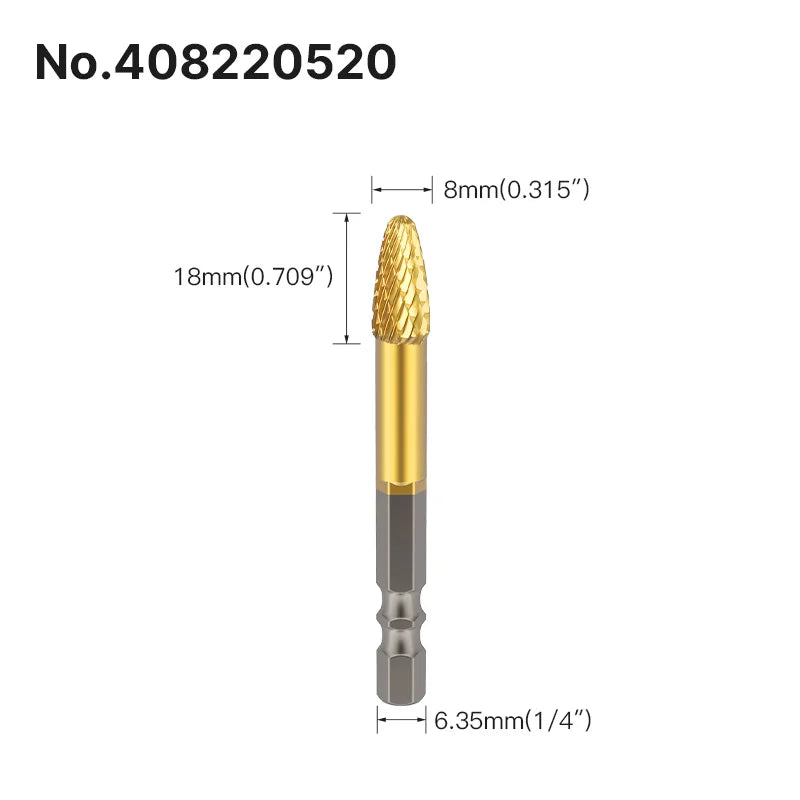 LIDIAO Titanbeschichtung, Rotationsgrate, Rotationsfeile, Sechskantschaft, Schleifwerkzeuge, Gravur, Schleifen, Polieren, Bit für Metall, Holz