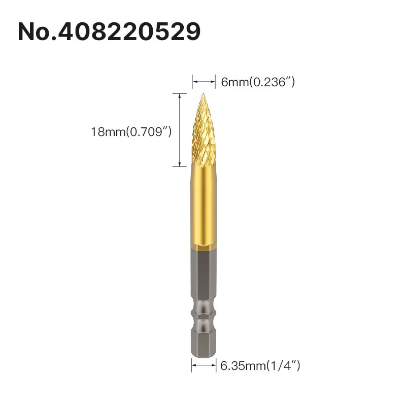 LIDIAO Titanbeschichtung, Rotationsgrate, Rotationsfeile, Sechskantschaft, Schleifwerkzeuge, Gravur, Schleifen, Polieren, Bit für Metall, Holz