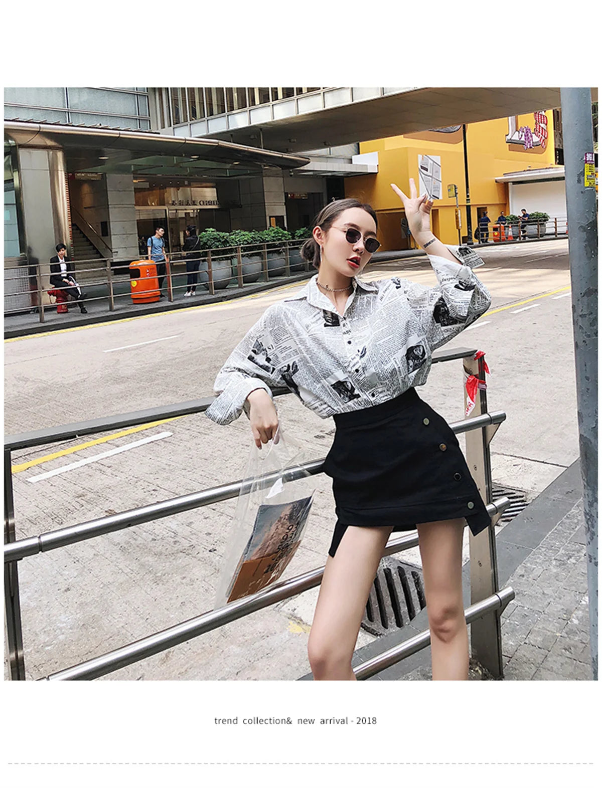 Trend iges Hemd Bluse einfache dünne Zeitung drucken Hemd Sommer lose Hemd Top Frauen einfarbig Sonnenschutz Shirt Streetwear