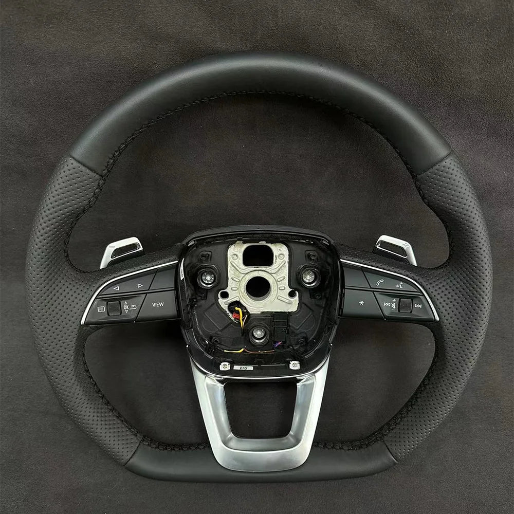 Beheiztes Lederlenkrad für Audi q5 sq5 2019–2025, verbessertes Sport-Lenkrad mit flachem Boden