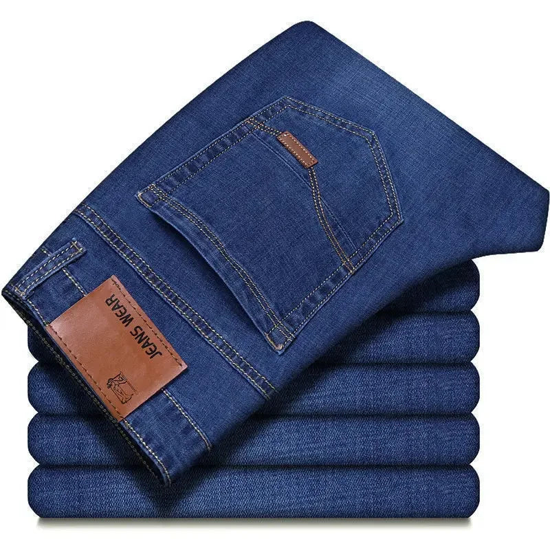 JEAN Neue Business männer Jeans Casual Gerade Stretch Mode Klassische Blau Schwarz Arbeit Denim Hosen Männliche Marke Kleidung