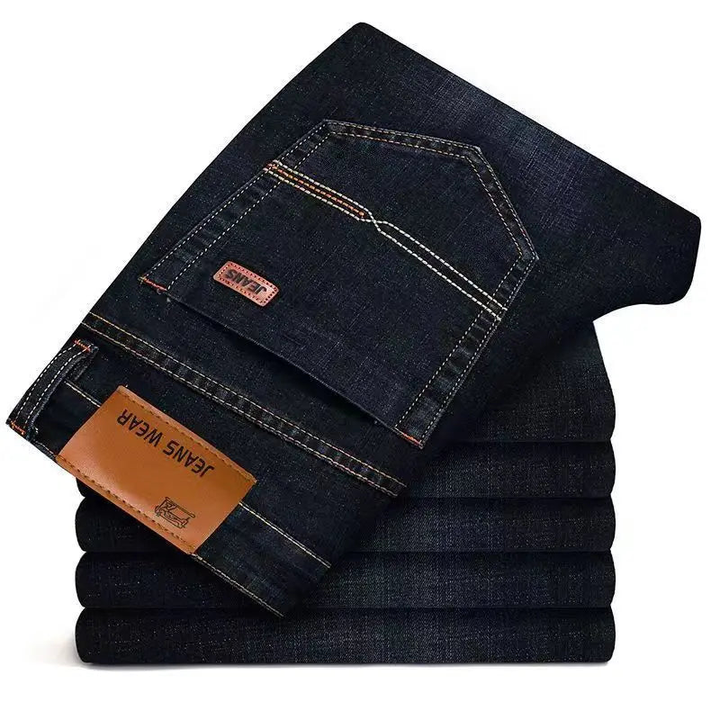 JEAN Neue Business männer Jeans Casual Gerade Stretch Mode Klassische Blau Schwarz Arbeit Denim Hosen Männliche Marke Kleidung