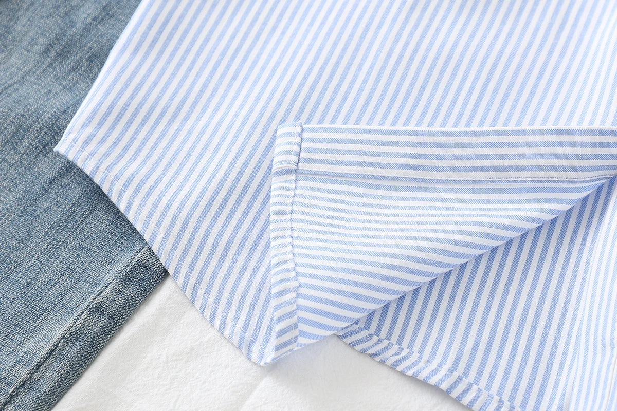 Einfache weiß blau rot gestreifte Hemd Frauen Frühling neue weibliche lässige Langarm Blusen und Tops Mode Damen Kleidung