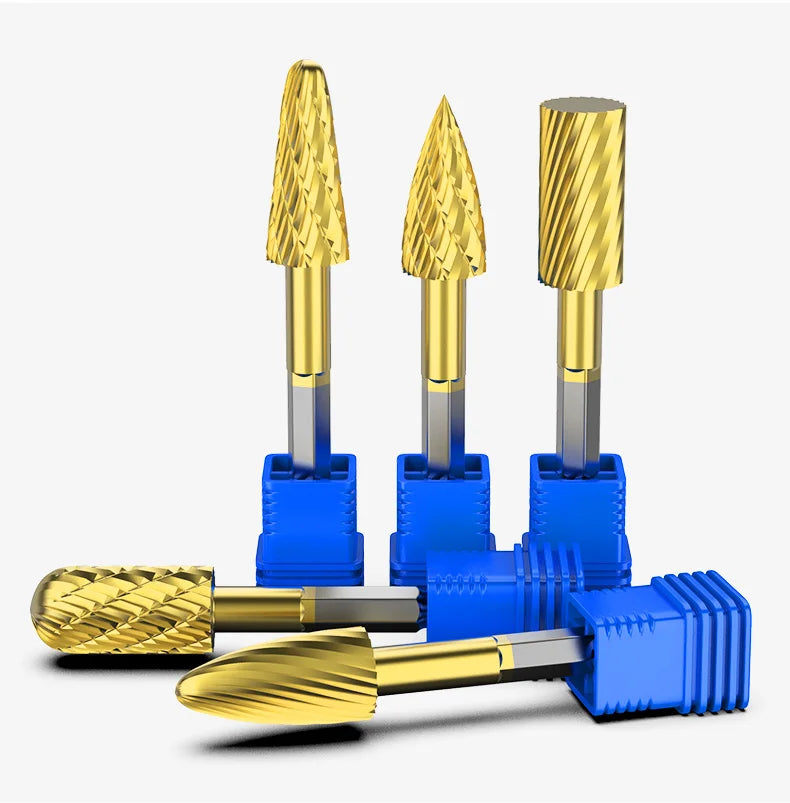 LIDIAO Titanbeschichtung, Rotationsgrate, Rotationsfeile, Sechskantschaft, Schleifwerkzeuge, Gravur, Schleifen, Polieren, Bit für Metall, Holz