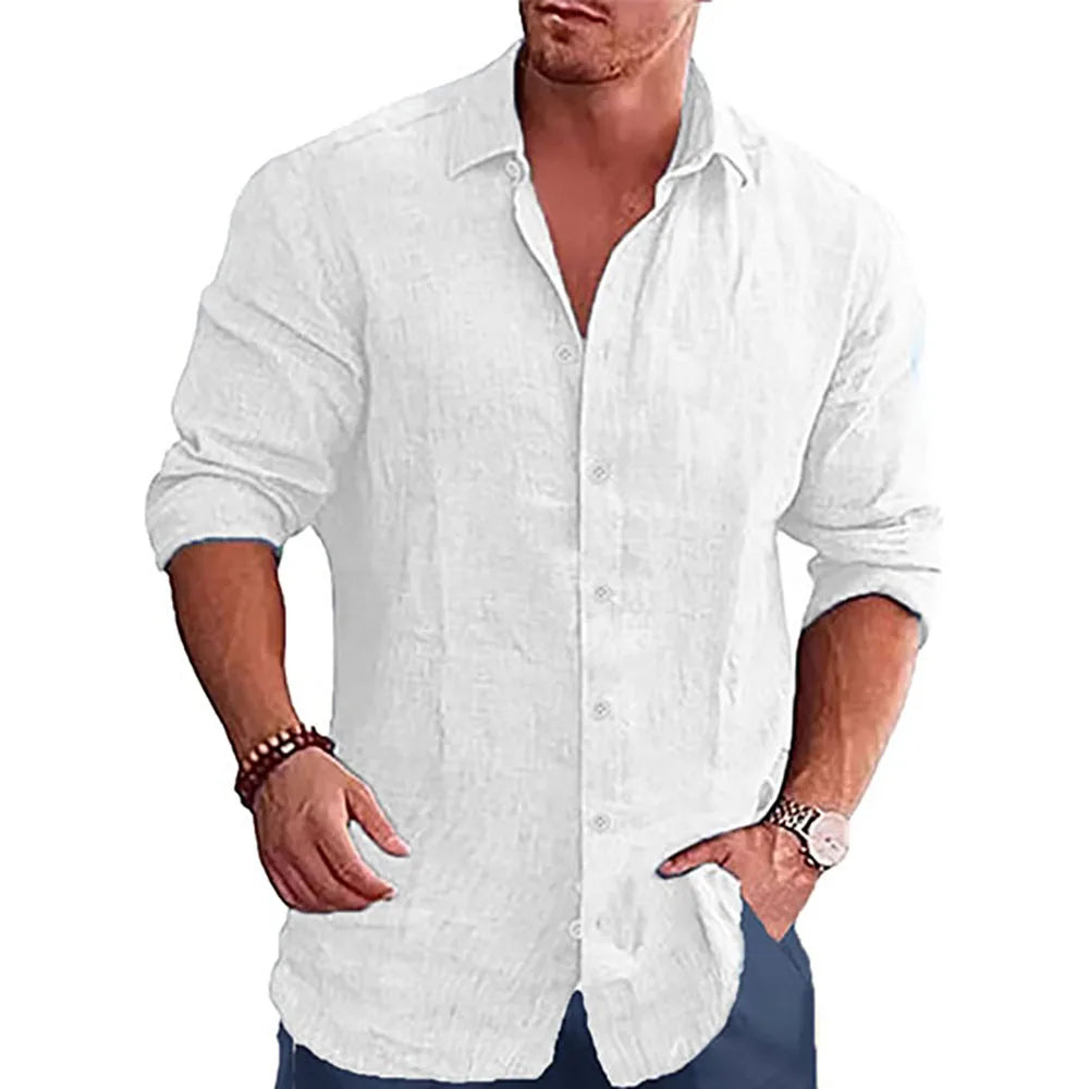 Männer Langarm Hemd Anzug Casual Einfachen Stil Revers Kragen Leichte Atmungsaktive Outfit Männliche Mode Sets Frühling Sommer