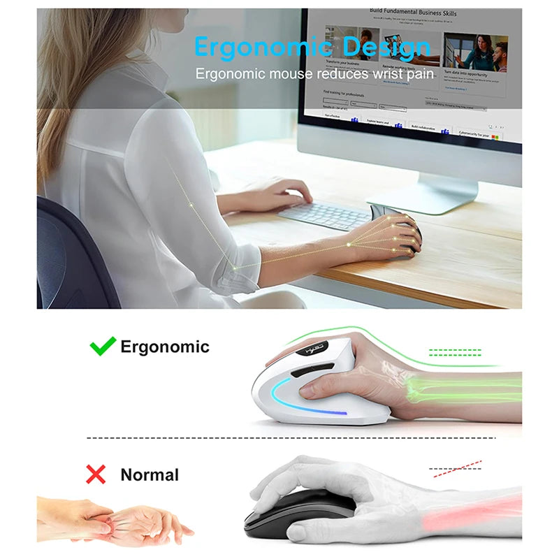 Xiaomi Vertikale Maus 2,4g + bt5.1 Dual-modus Drahtlose Mäuse Stummschaltung Prävention Maus Hand 6d Wiederaufladbare Typ-c 2400dpi Gaming Maus