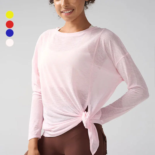 Gym Sport Tops Workout T-shirts Frauen Yoga Kleidung Laufen Lose Schlank Schnell Trocknend Training Langarm Bluse Fitness Tops 👚