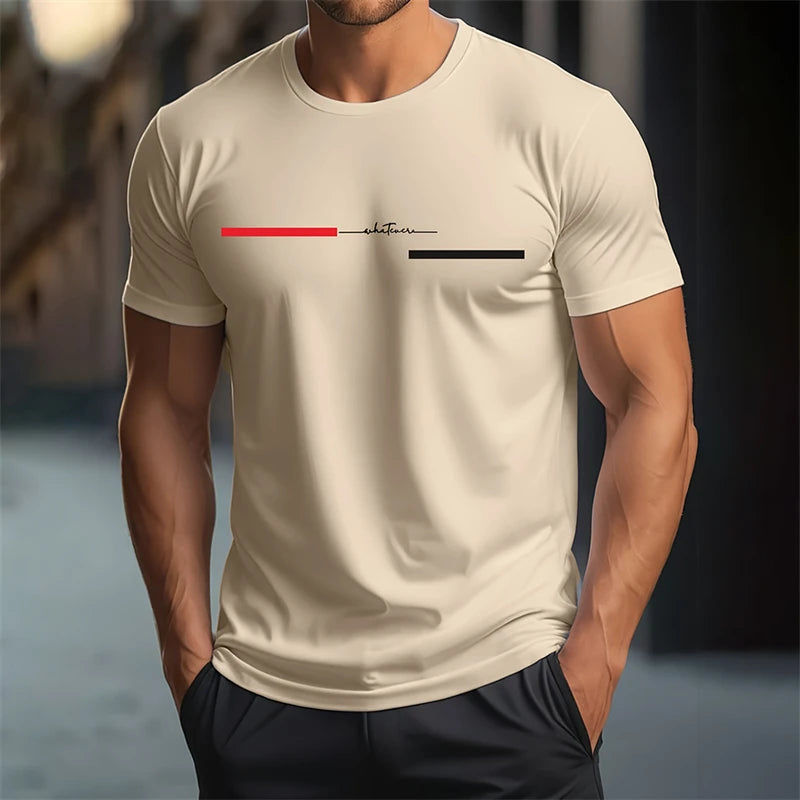 Einfache Gestreifte Buchstaben Grafik T Shirts Für Männer Mode Trend Kurzarm 3D Gedruckt Hip Hop T Coole Streetwear Übergroßen Tops