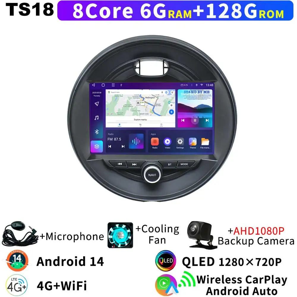 Für Mini Cooper F54 F55 F56 F57 F60 2014-2019 Head Unit Android 14 8Core QLED GPS Navigation CarPlay auto Radio Multimedia Player