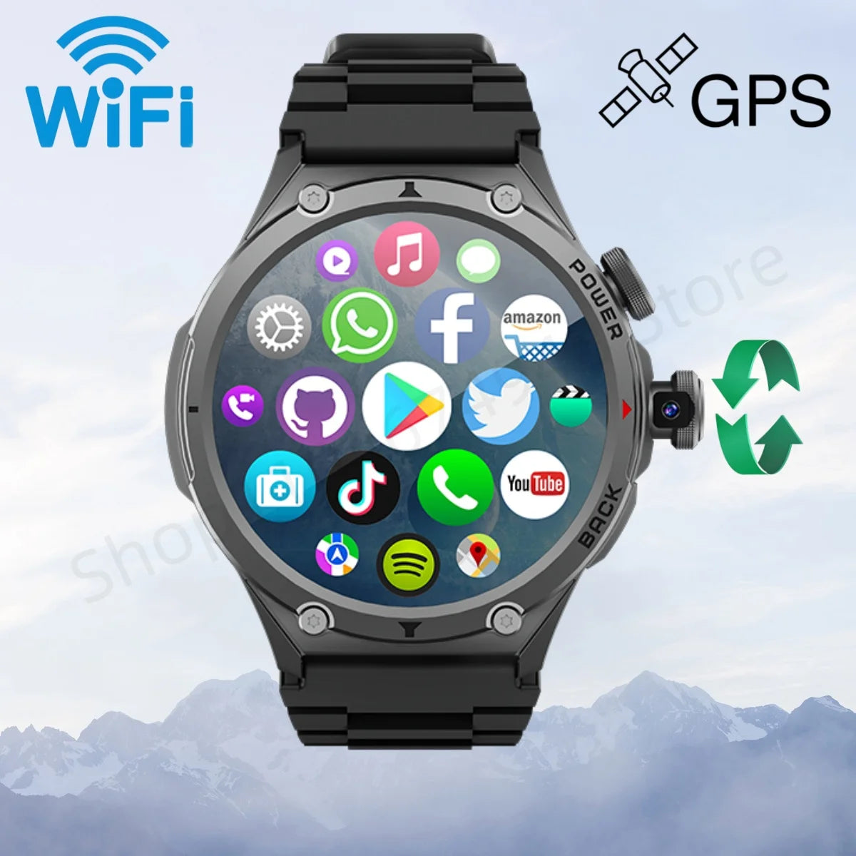 H12 Smartwatch 4G LTE Smartwatch mit WiFi SIM 1,6 Zoll AMOLED-Display Rotierende Kameras Videoanruf GPS Play Store App-Download