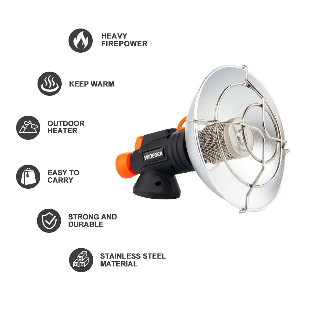 Widesea Camping-Heizung, tragbarer Kamin aus Edelstahl für den Winter, Outdoor, Herd, Wandern, Gasbrenner, Heizung, Überlebensausrüstung