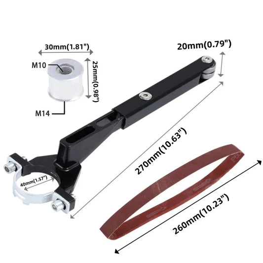 Bandschleifer, Winkelschleifer zu Bandschleifer Konverter Bandadapter M10/M14 Winkelschleifer für 100/115/125, Bandschleifer Holzbearbeitungs-Schleifwerkzeug, Holz-/Metallkantenpolierwerkzeug