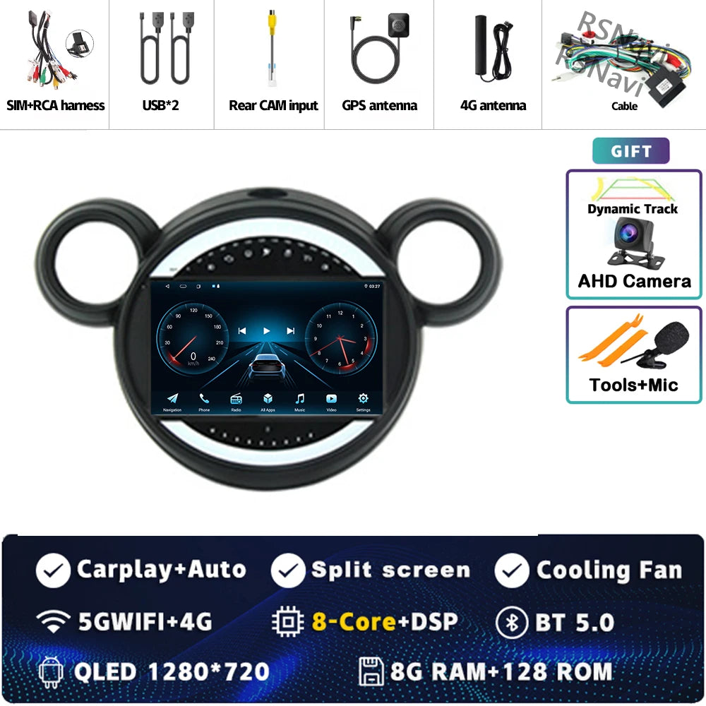 Android 15 Carplay Auto 2K Bildschirm Auto Radio Multimedia Player Für BMW Mini Cooper Countryman R56 R60 2011-2013 stereo Navigation