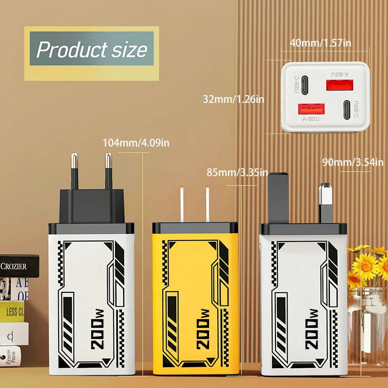 Xiaomi Gan 200W Multi Port Ladegerät mit Dual Pd und Dual Typec Ladekopf geeignet für Huawei iPhone Ladegerät Schnellladung