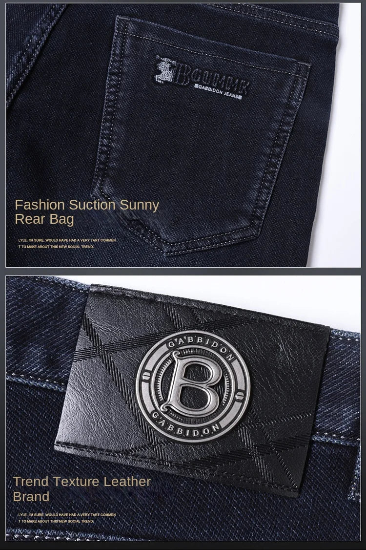 Herren-Jeans mit geradem Bein, hochwertig, leicht, luxuriös, bestickt, lässig, vielseitig, modisch, schlankmachend, glatter Silhouetten-Stil