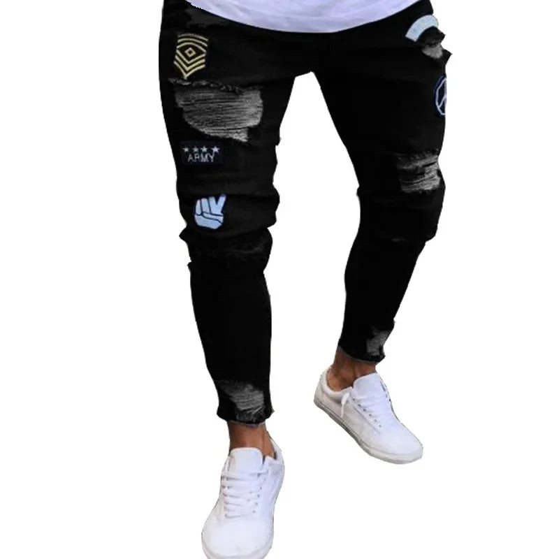 Zerrissene Jeans Männer Stretch Skinny Grey Blue schwarz Hip Hop Jeans hose Streetwear Casual Slim Fit Jeans für Männer Jogging Jeans
