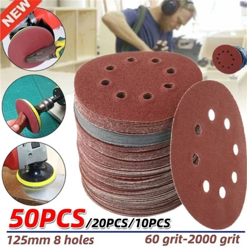 8 Loch 125 mm Schleifpapier Holzbearbeitung Metall Schleifscheibe Schleifpolierwerkzeug 40/1000/2000 Körnung Schleifscheiben Dremel Zubehör