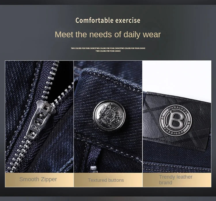 Herren-Jeans mit geradem Bein, hochwertig, leicht, luxuriös, bestickt, lässig, vielseitig, modisch, schlankmachend, glatter Silhouetten-Stil