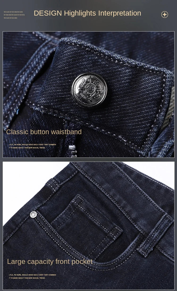 Herren-Jeans mit geradem Bein, hochwertig, leicht, luxuriös, bestickt, lässig, vielseitig, modisch, schlankmachend, glatter Silhouetten-Stil