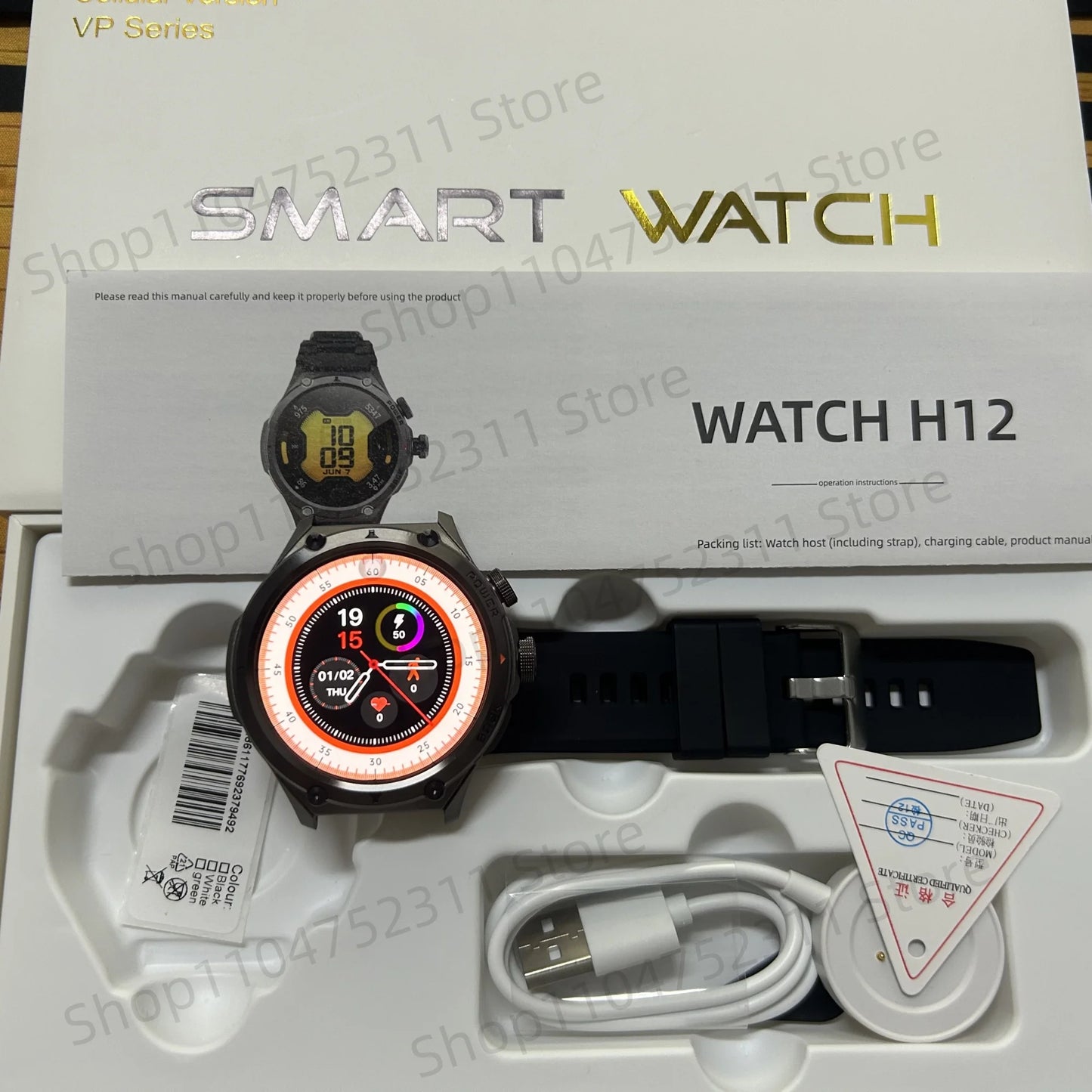 H12 Smartwatch 4G LTE Smartwatch mit WiFi SIM 1,6 Zoll AMOLED-Display Rotierende Kameras Videoanruf GPS Play Store App-Download