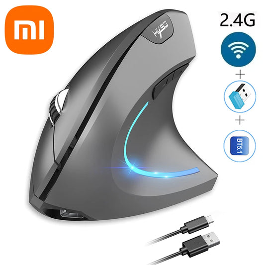 Xiaomi Vertikale Maus 2,4g + bt5.1 Dual-modus Drahtlose Mäuse Stummschaltung Prävention Maus Hand 6d Wiederaufladbare Typ-c 2400dpi Gaming Maus