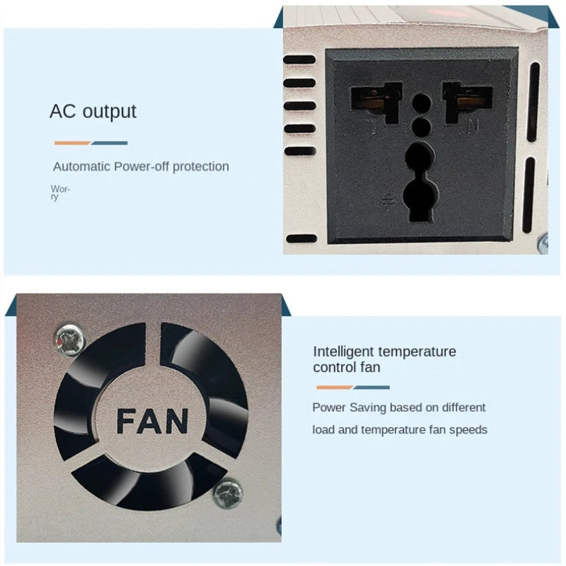 Wechselrichter 12 V 220 V Solar-Wechselrichter 500 W 1000 W 1500 W 2000 W tragbarer Spannungswandler Auto-Ladegerät-Konverter Auto-Wechselrichter