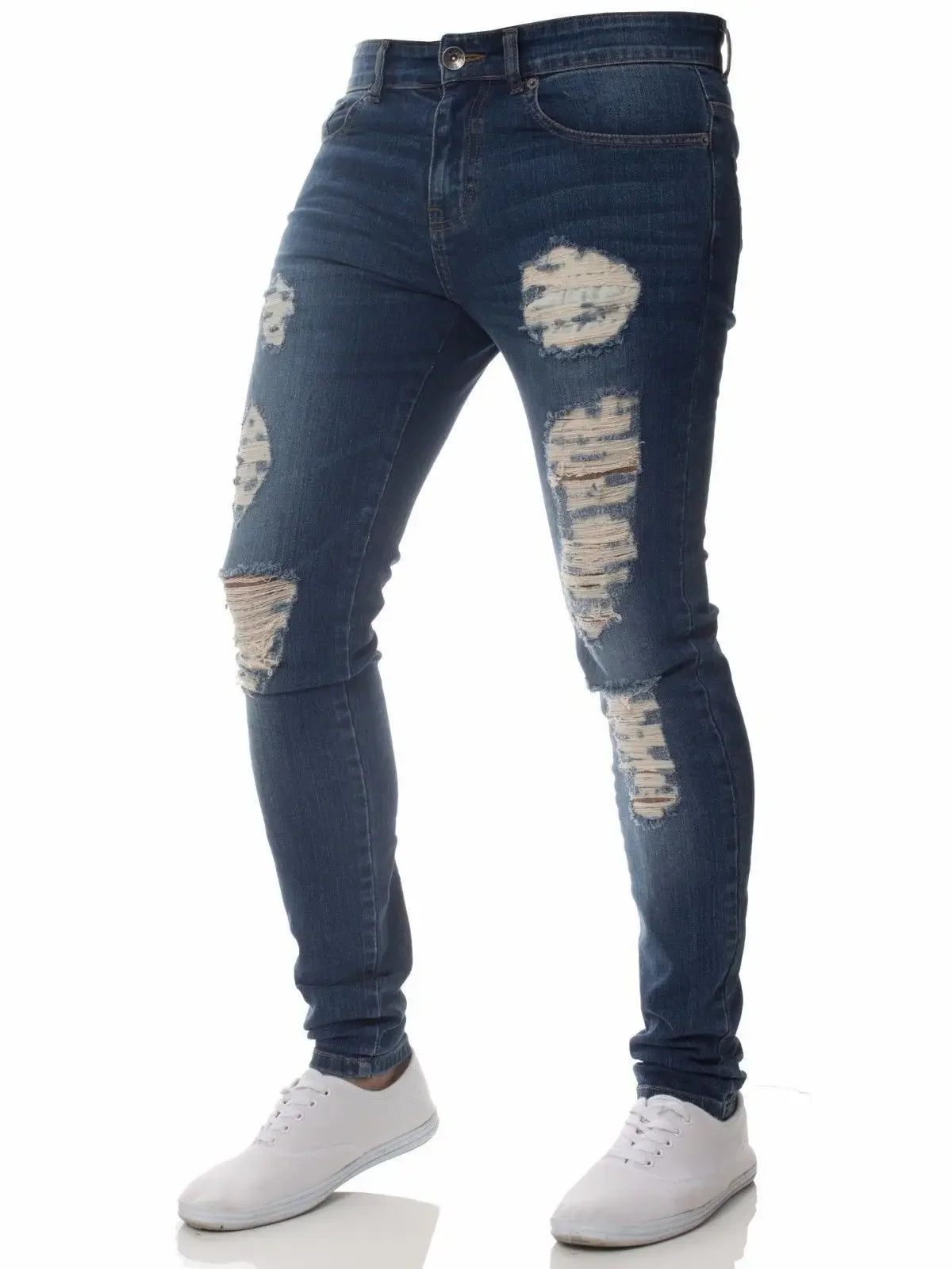 Zerrissene Jeans Männer Stretch Skinny Grey Blue schwarz Hip Hop Jeans hose Streetwear Casual Slim Fit Jeans für Männer Jogging Jeans
