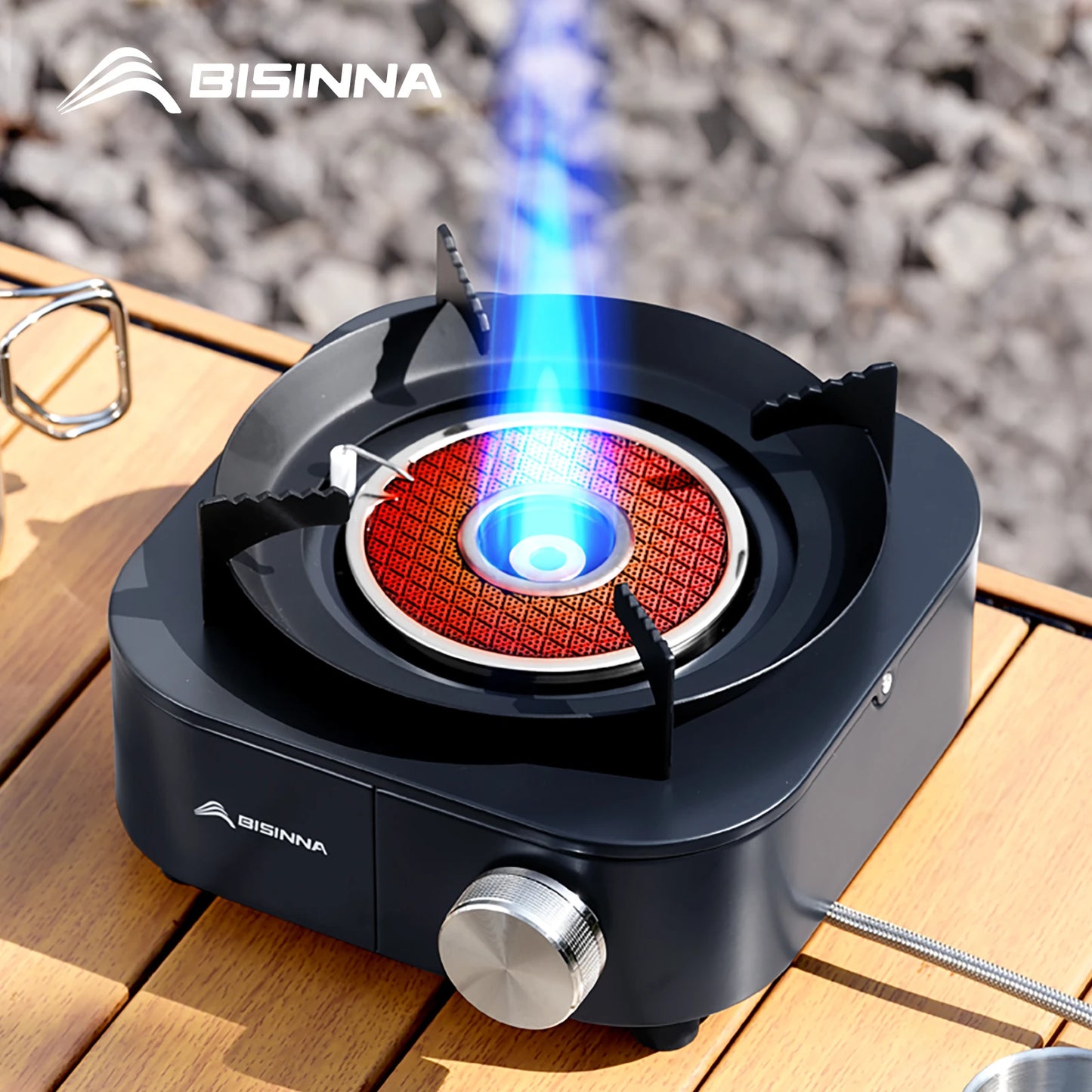 BISINNA 4000 W Hochleistungs-Infrarotkocher, tragbar, leicht, Gasbrenner, geteilter Herd, Outdoor, Camping, Zubehör, Picknick, Wandern