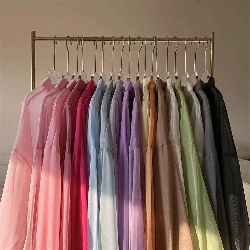 Übergroßes Hemd für Damen, schwarz, weiß, dünn, Chiffon-Kragen, lange Ärmel, Knopfleiste, Bluse, weiblich, Teenager-Mädchen, Strand-Vertuschung