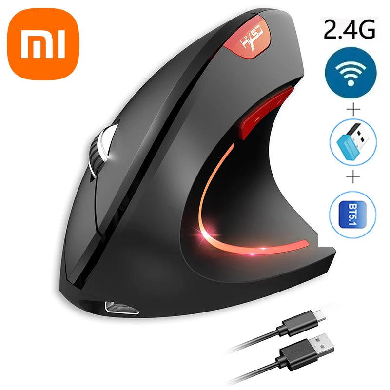 Xiaomi Vertikale Maus 2,4g + bt5.1 Dual-modus Drahtlose Mäuse Stummschaltung Prävention Maus Hand 6d Wiederaufladbare Typ-c 2400dpi Gaming Maus