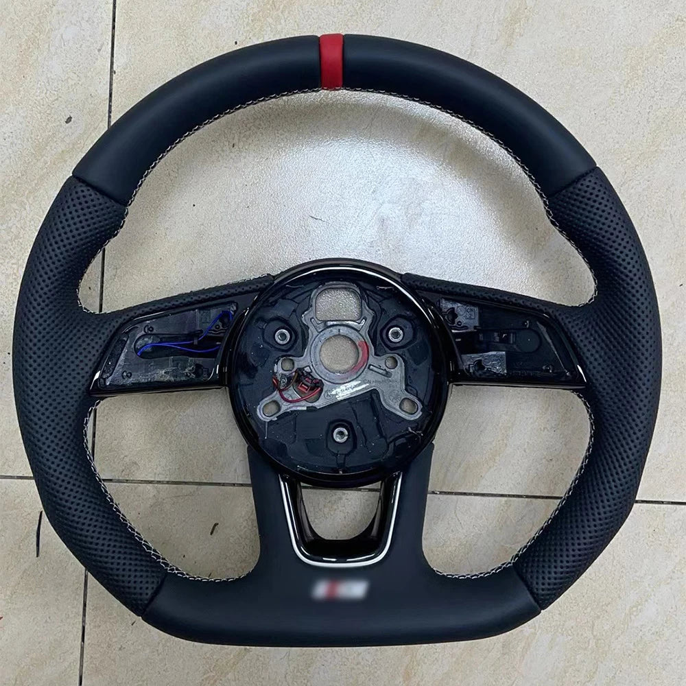 Beheiztes Lenkrad mit flachem Boden aus Leder für Audi a3 a4 a5 b9 halb perforiertes beheiztes Sportlenkrad beheizt