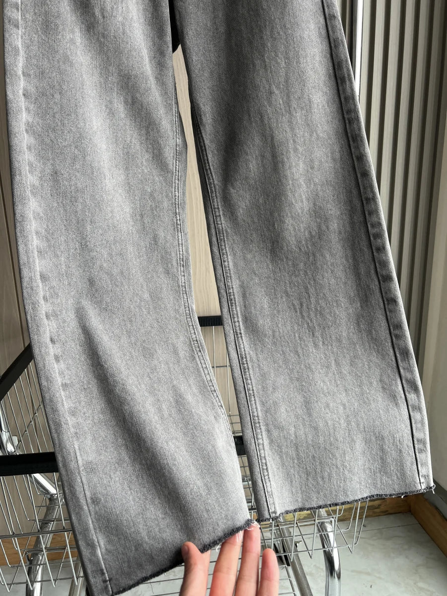 ETJ Damen-Jeans mit weitem Bein und hoher Taille, klassisch, alles mit fünf Taschen, gewaschen, weich, bequem, ultralange Jeans6045022