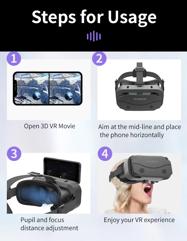 Vr Brille Virtual-Reality-Headset Viar-Geräte Helm 3D-Objektive Smart-Brille für Smartphones Handy Handy Gogle Spiel Zubehör